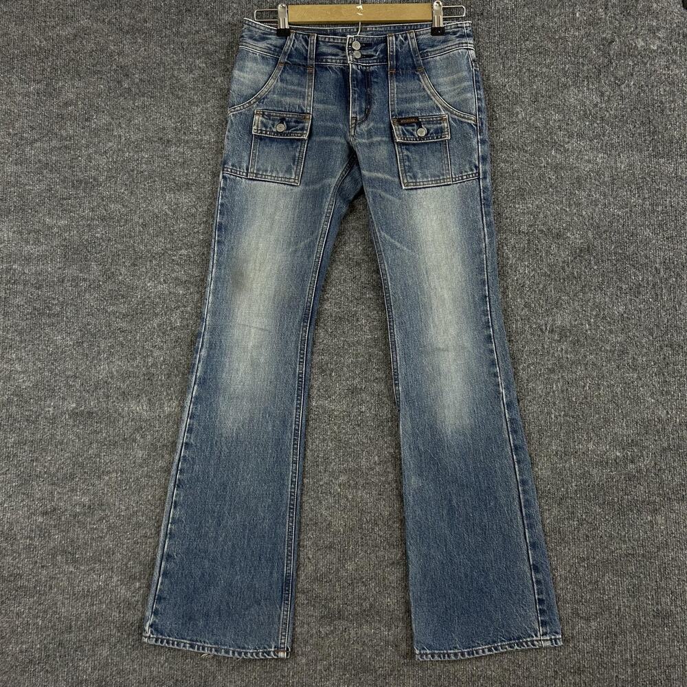 Hysteric Glamour Jeans XS Kinky Cargo Low Rise Bootcut Blue Denim Japan Y2K 90s